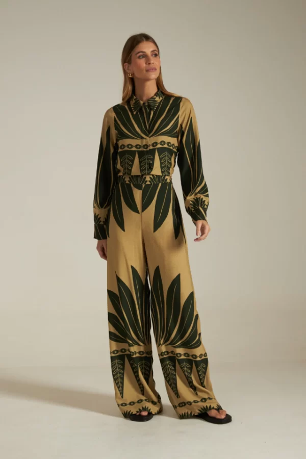 CALÇA VISCOSE PALA ELÁSTICO COSTAS ESTAMPA LÓTUS