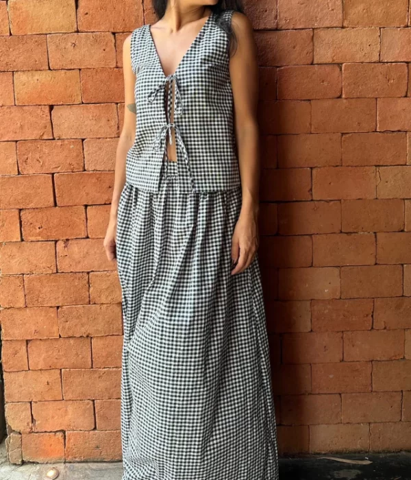 BLUSA MALU VICHY AMARRACAO FRENTE - Imagem 2