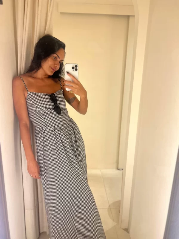 VESTIDO VICHY RECORTE CORAÇÂO